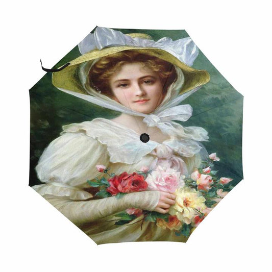 Victorian Lady Design UMBRELLA, Elegant Lady with a Bouquet of Roses Model U05-C20