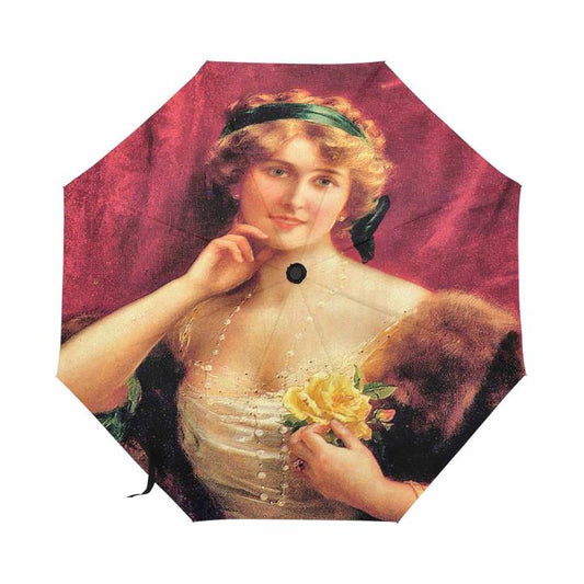 Victorian Lady Design UMBRELLA, Elegant Lady with a YELLOW Roses Model U05-C20