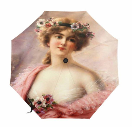 Victorian Lady Design UMBRELLA, Young Girl with Anemones, Model U05 C20