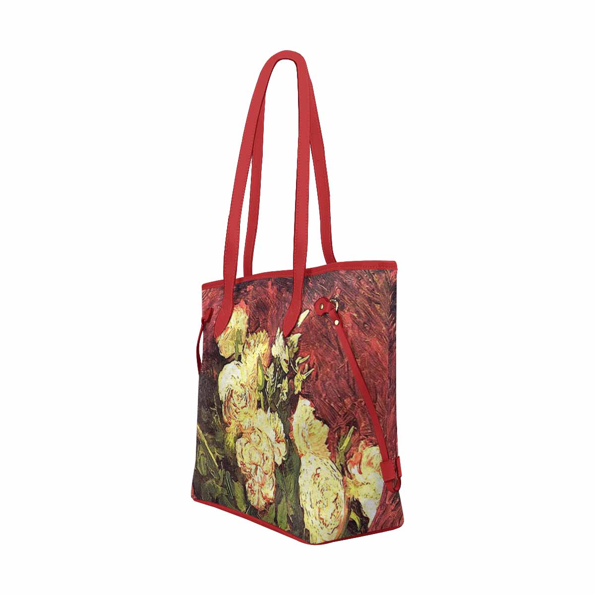 Vintage Floral Handbag, Classic Handbag, Mod 1695361 Design 27 RED TRIM