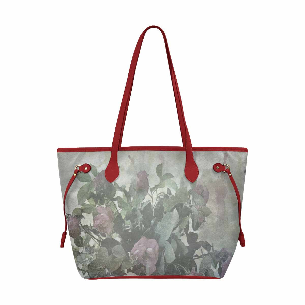 Vintage Floral Handbag, Classic Handbag, Mod 1695361 Design 23, RED TRIM