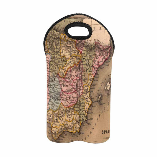 2 Bottle Antique map wine bag,Design 16