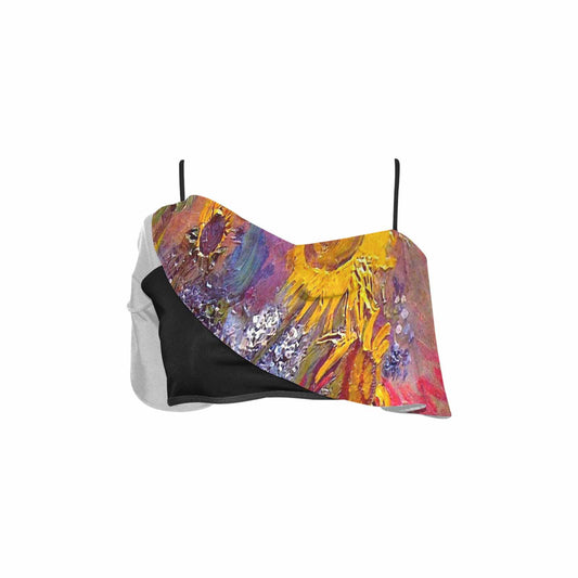 Vintage floral flounce bikini top, Design 54