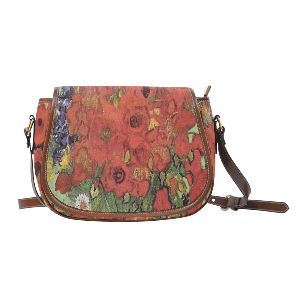 Vintage floral handbag, Design 47 Model 1695341 Saddle Bag/Large (Model 1649)