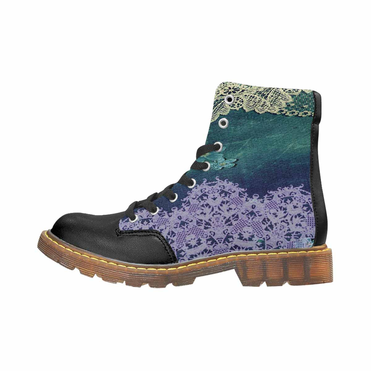 Victorian lace print, cute but tough, Winter walk about  boots, design 05
