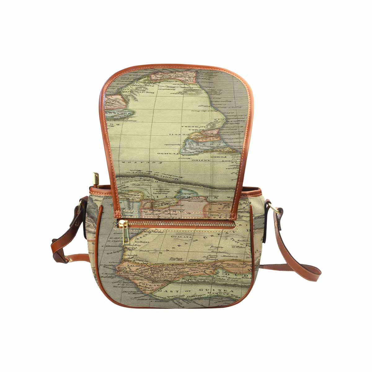 Antique Map design Handbag, saddle bag, Design 4