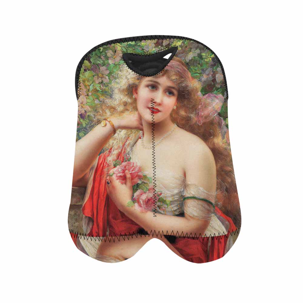 Victorian lady design 2 Bottle wine bag, Young Lady With Roses
