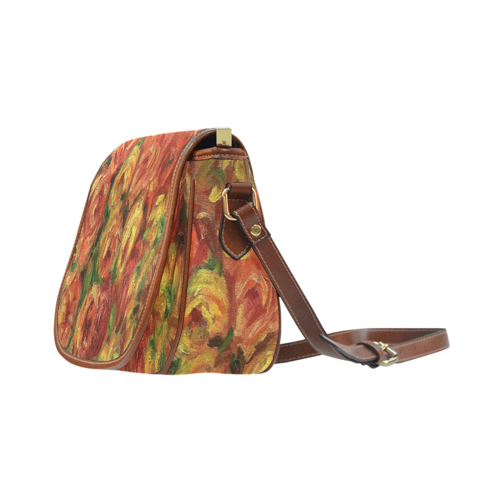 Vintage floral handbag, Design 18 Model 1695341 Saddle Bag/Large (Model 1649)