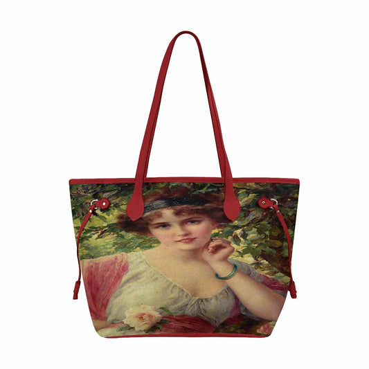 Victorian Lady Design Handbag, Model 1695361, A Summer Rose, RED TRIM