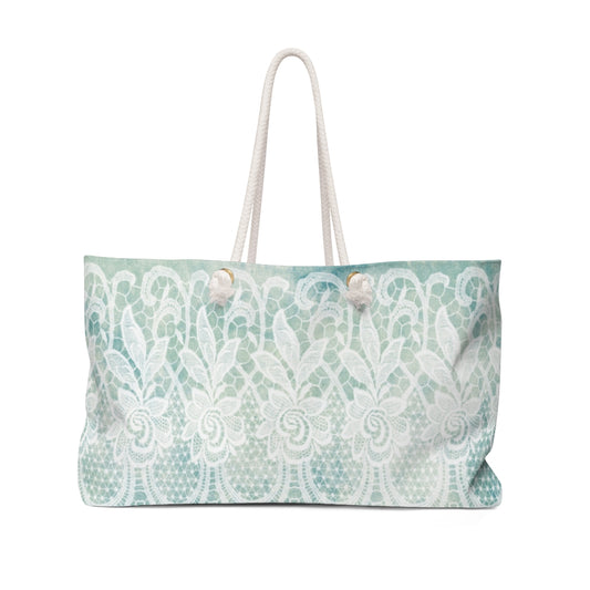 Victorian lace print weekender bag, large, design 41