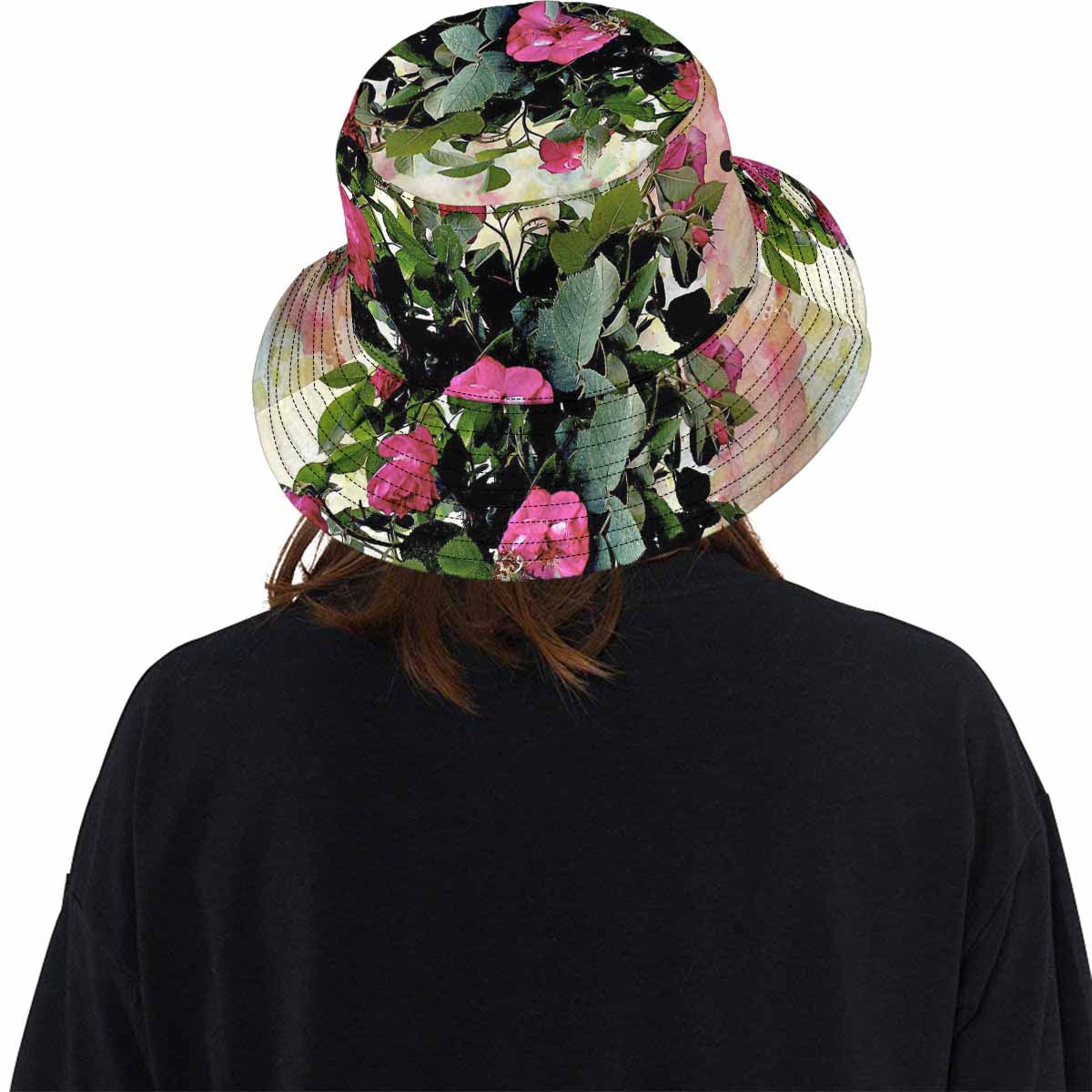 Vintage floral unisex bucket boonie Hat, outdoors hat, Design 22