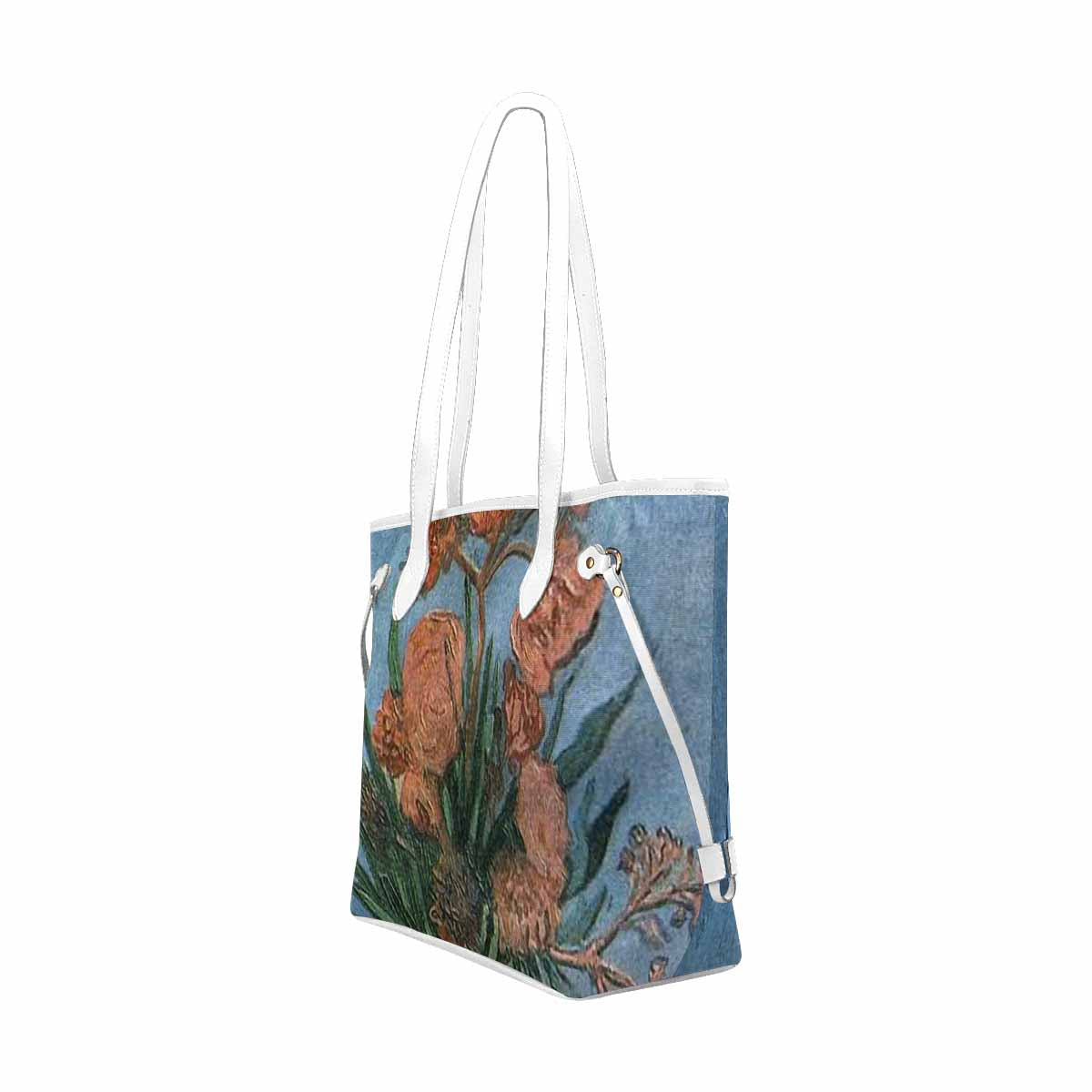 Vintage Floral Handbag, Classic Handbag, Mod 1695361, Design 50 WHITE TRIM