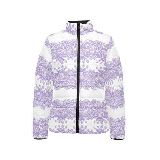 Victorian Lace print womens padded quilted jacket, design 07