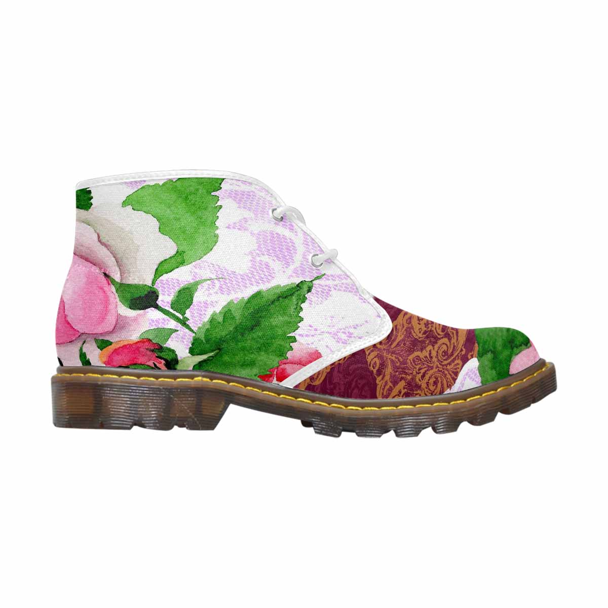 Lace Print, Cute comfy womens Chukka boots, design 19