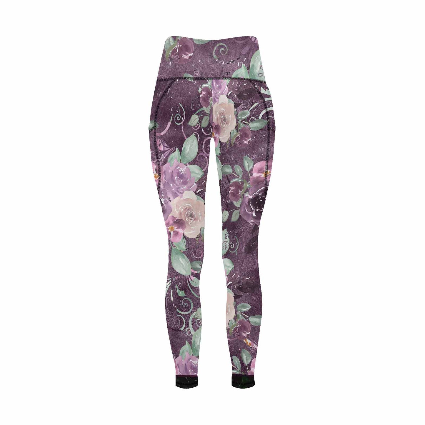 Floral 2, active wear leggings, outside surge, design 48