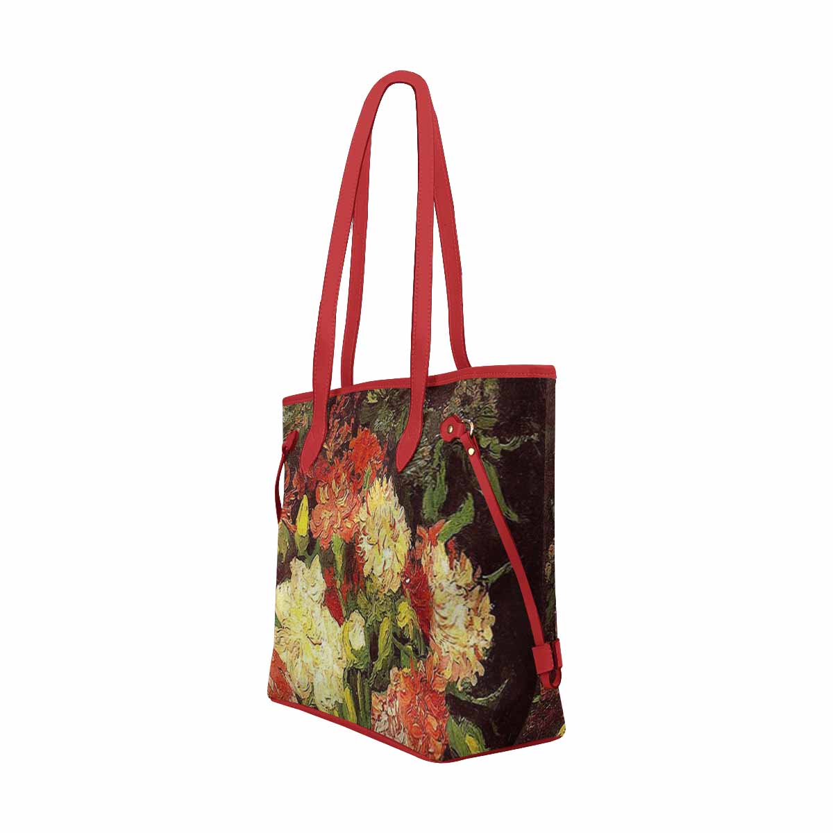 Vintage Floral Handbag, Classic Handbag, Mod 1695361 Design 33 RED TRIM