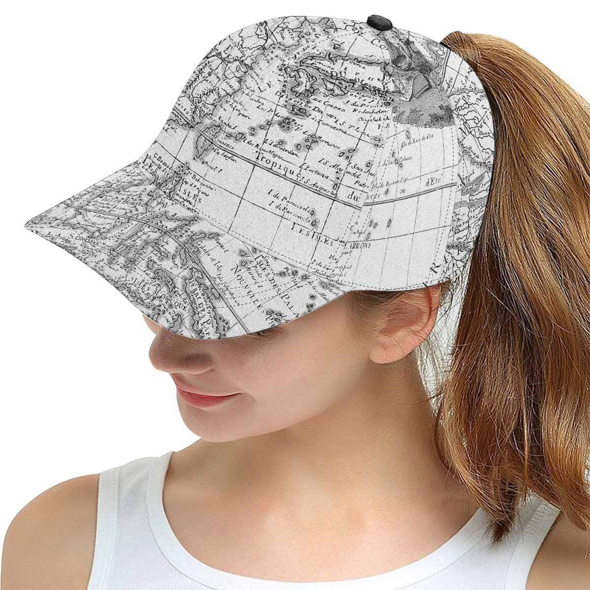 Antique Map design mens or womens deep snapback cap, trucker hat, Design 8