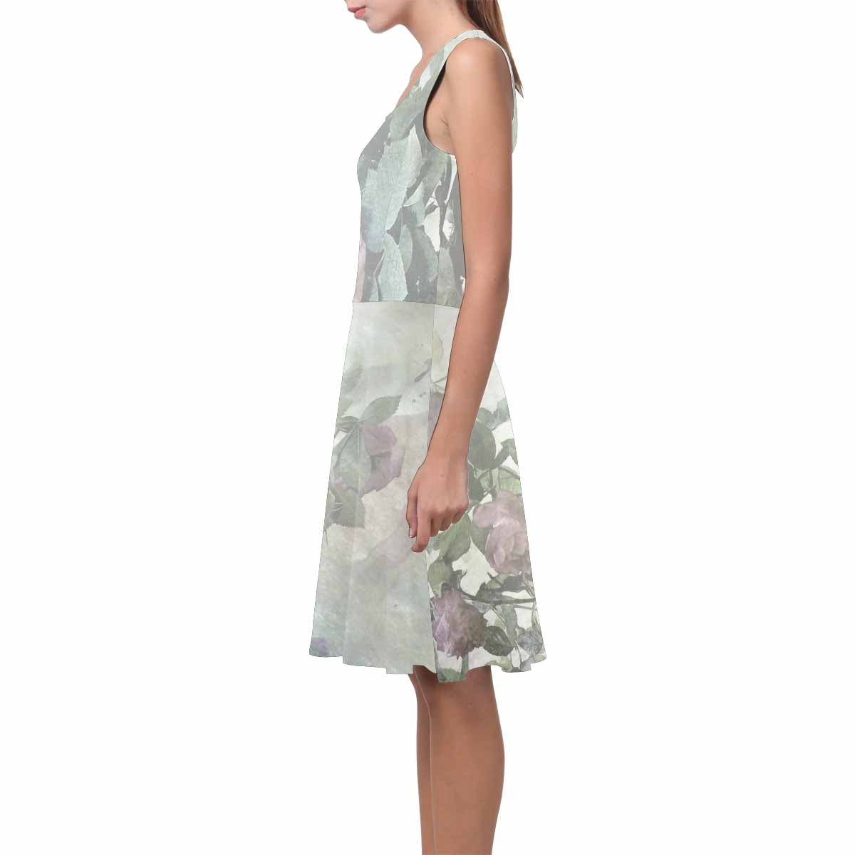 Vintage floral short summer flare dress,  XS to 3XL plus size, model D09534 Design 23