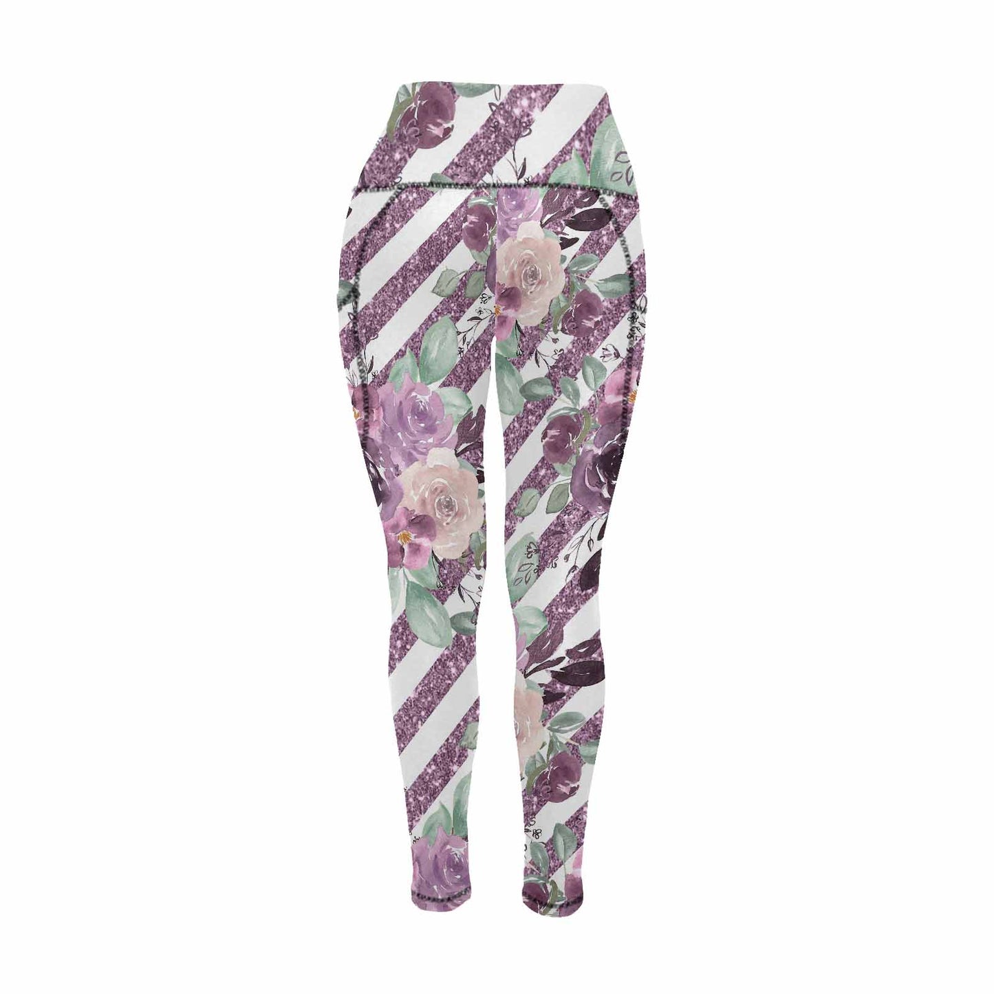 Floral 2, active wear leggings, outside surge, design 33