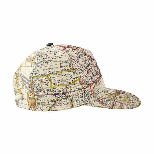 Antique Map design mens or womens deep snapback cap, trucker hat, Design 10