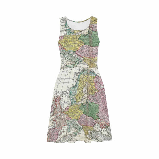 Antique Map casual summer dress, MODEL 09534, design 24