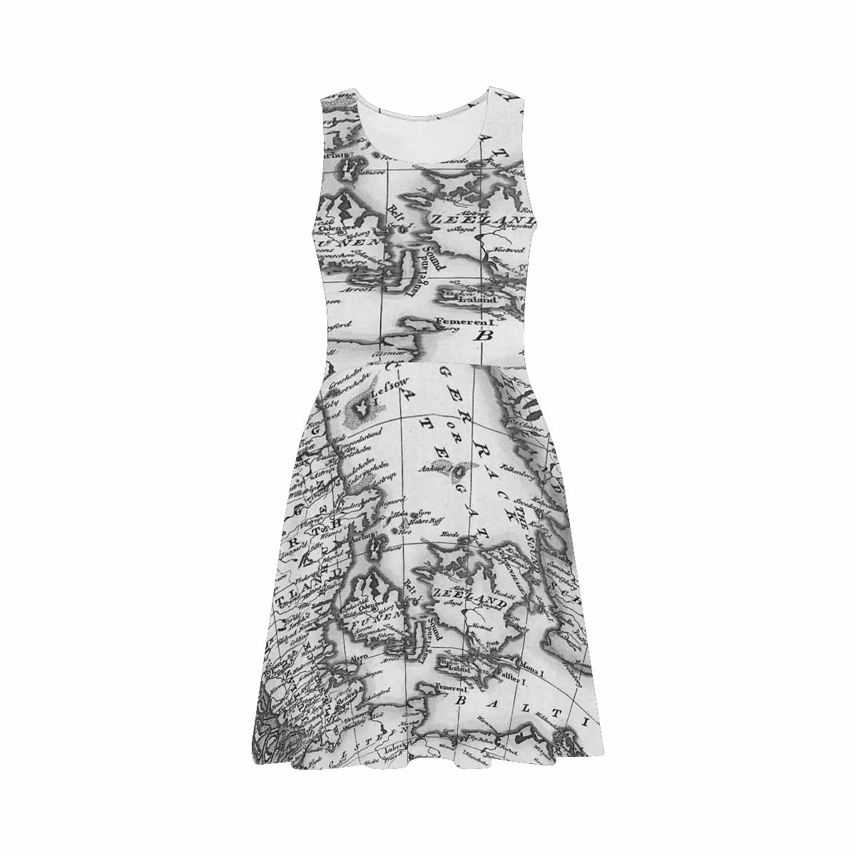Antique Map casual summer dress, MODEL 09534, design 26