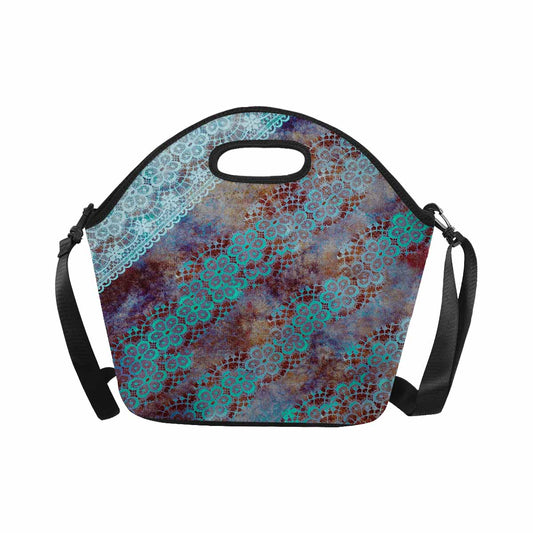 Victorian lace print insulated lunch bag, design 37