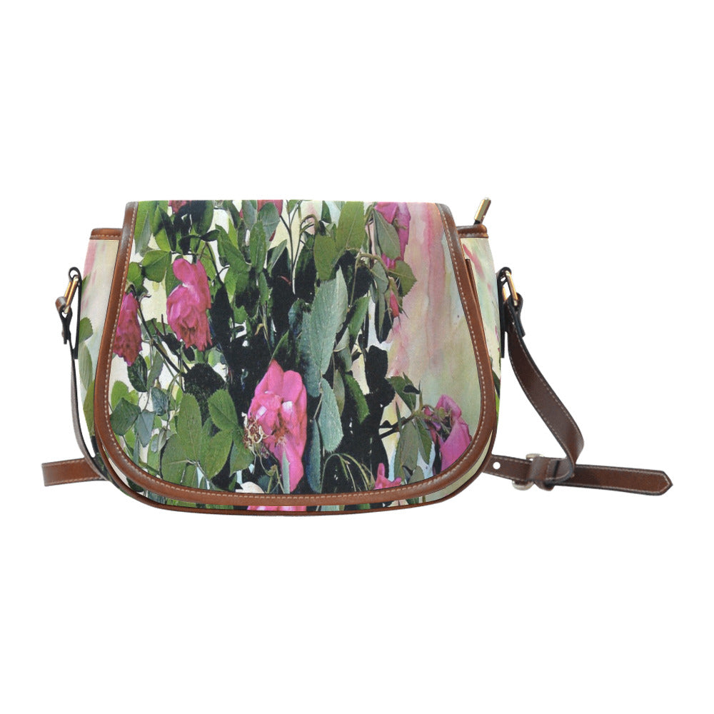 Vintage floral handbag, Design 22 Model 1695341 Saddle Bag/Large (Model 1649)