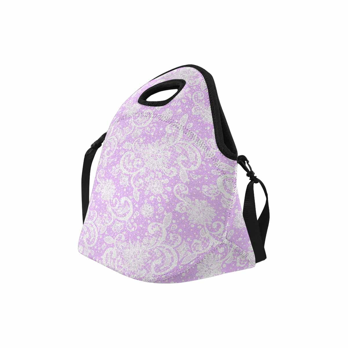 Victorian lace print insulated lunch bag, design 06