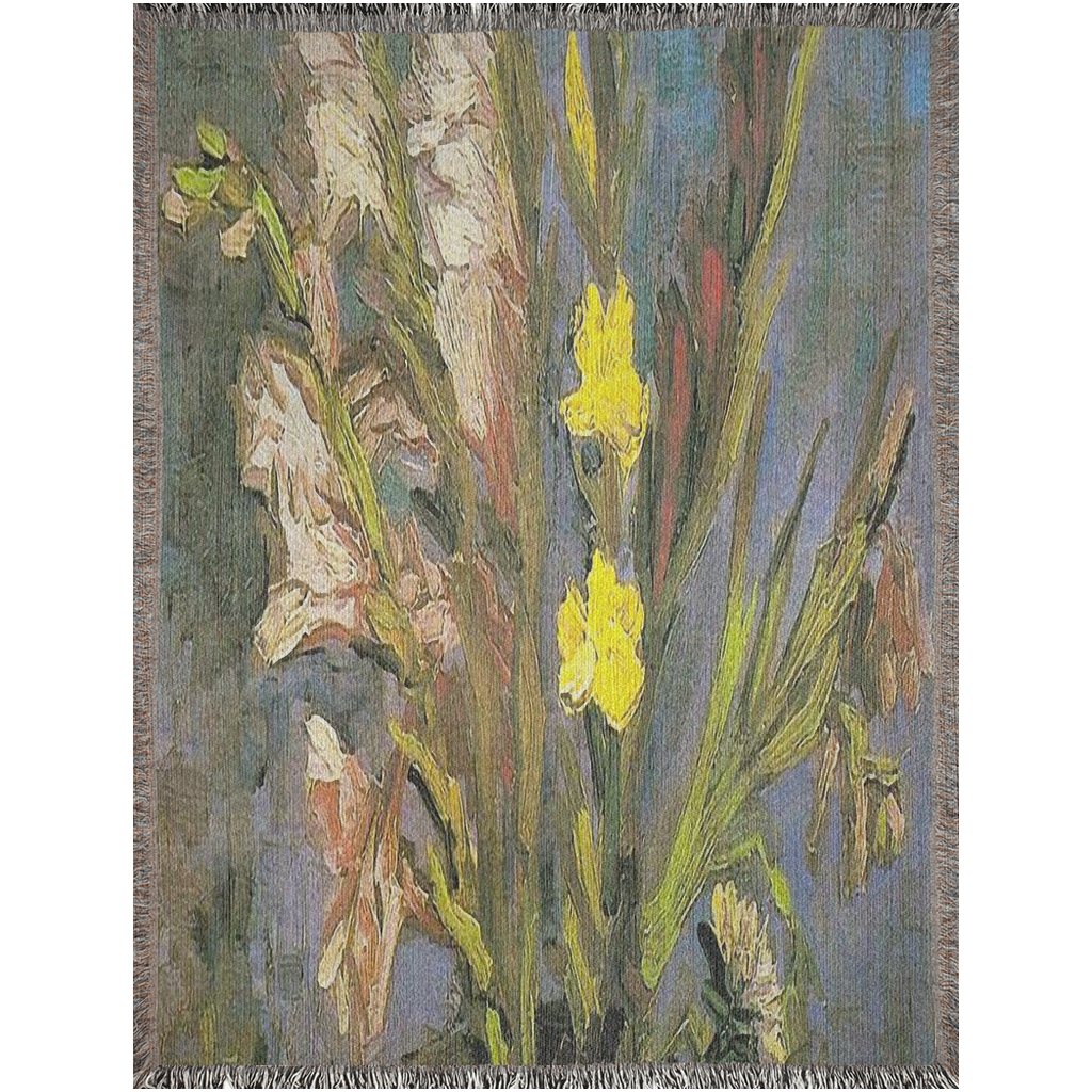100% cotton Vintage Floral design woven blanket, 50 x 60 or 60 x 80in, Design 59