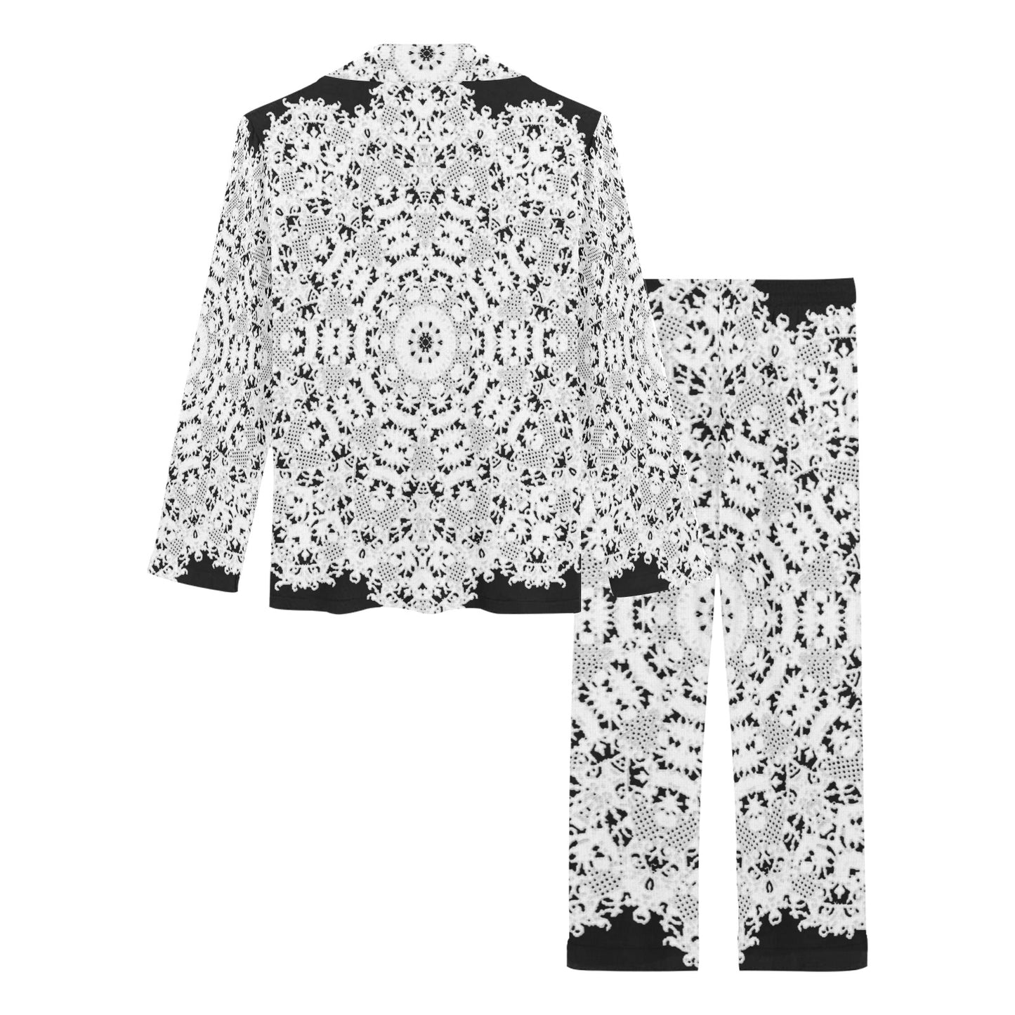 Victorian printed lace pajama set, design 50 Women's Long Pajama Set (Sets 02)