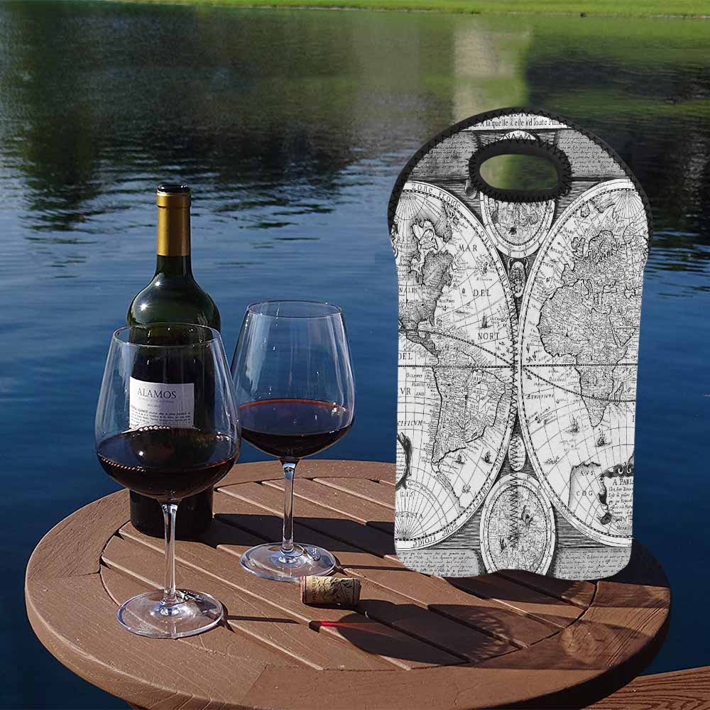 2 Bottle Antique map wine bag,Design 29