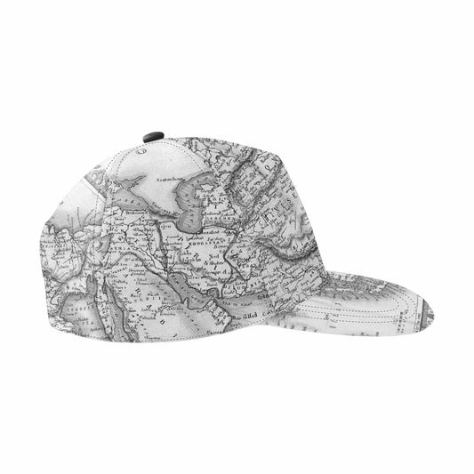 Antique Map design mens or womens deep snapback cap, trucker hat, Design 35