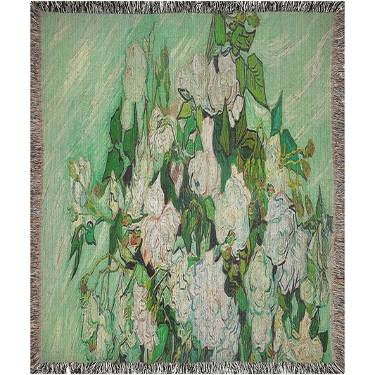 100% cotton Vintage Floral design woven blanket, 50 x 60 or 60 x 80in, Design 45