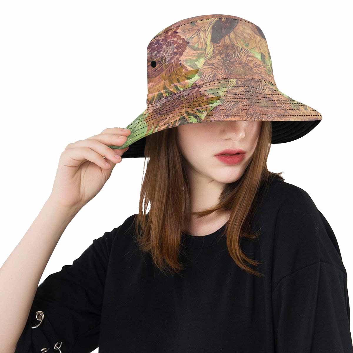Vintage floral unisex bucket boonie Hat, outdoors hat, Design 48xx