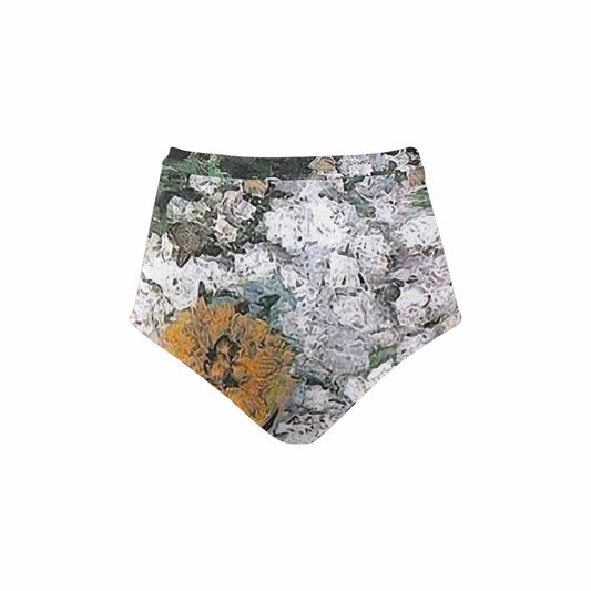 Vintage floral High waist bikini bottom, Design 07