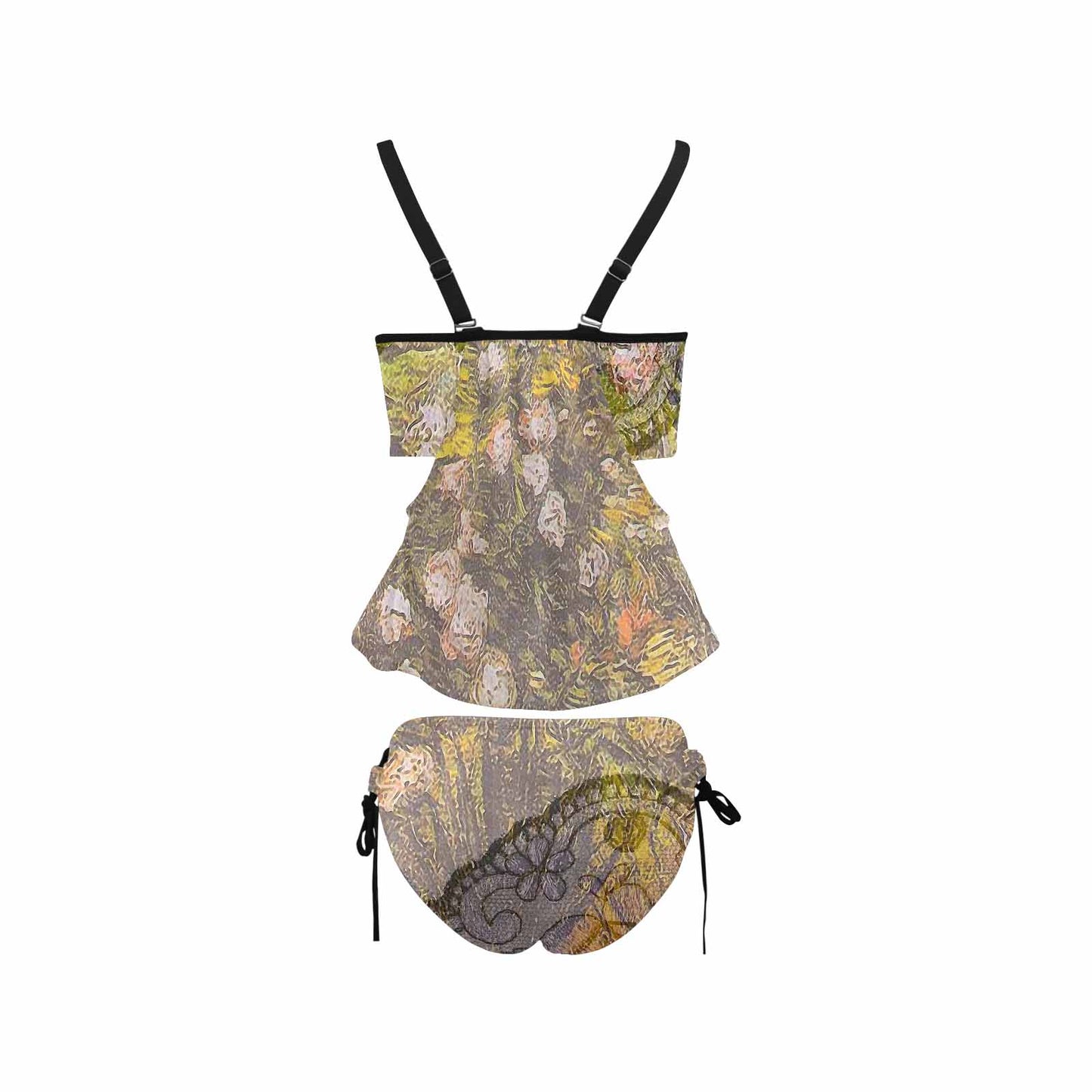 Vintage floral,cover belly tankini beach wear, swim wear, Design 05x