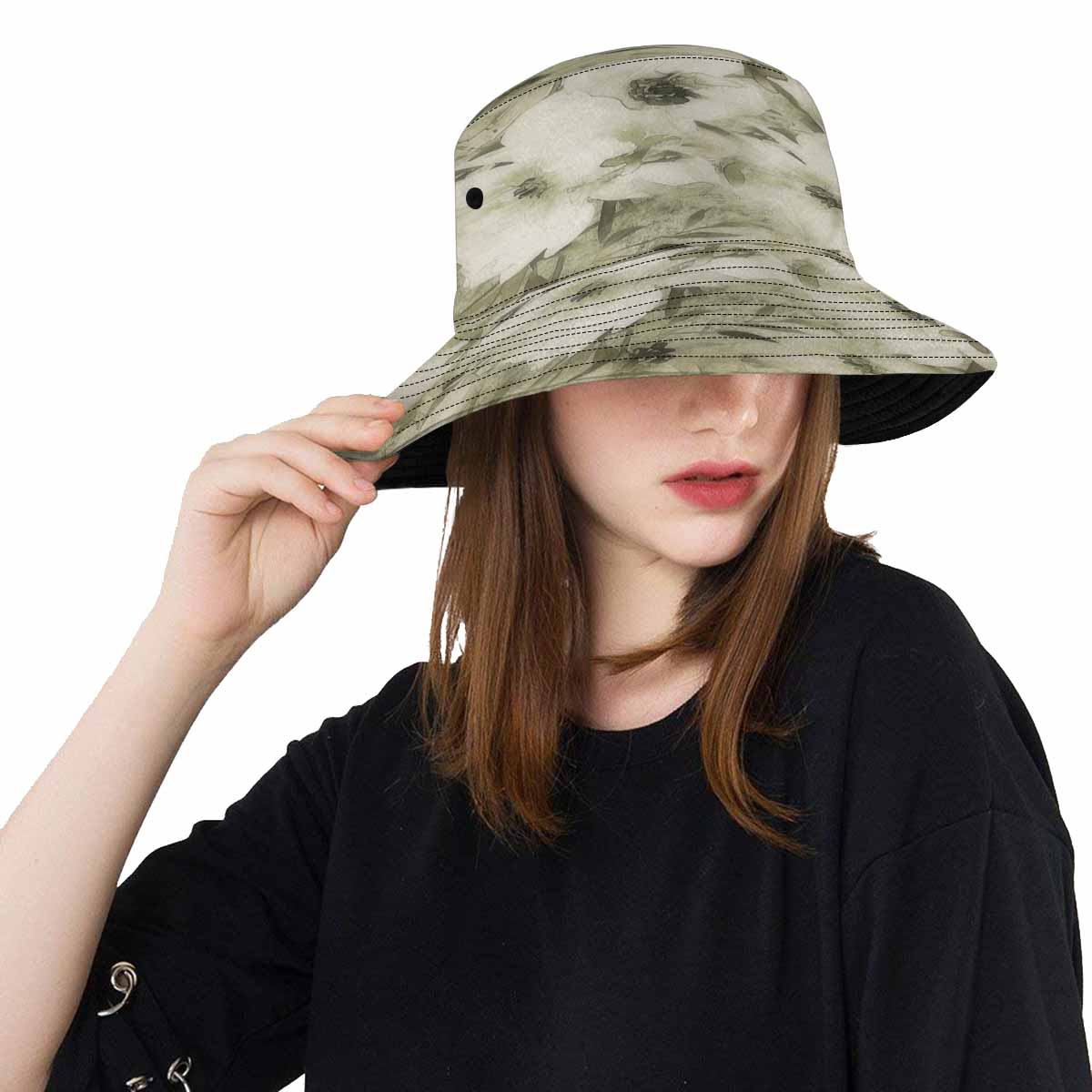 Vintage floral unisex bucket boonie Hat, outdoors hat, Design 03x