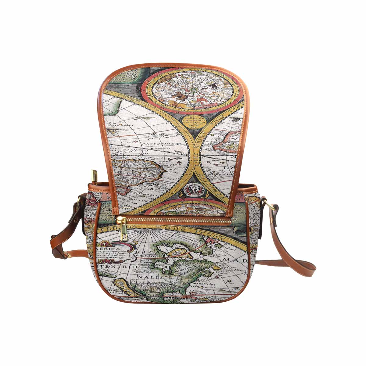 Antique Map design Handbag, saddle bag, Design 31