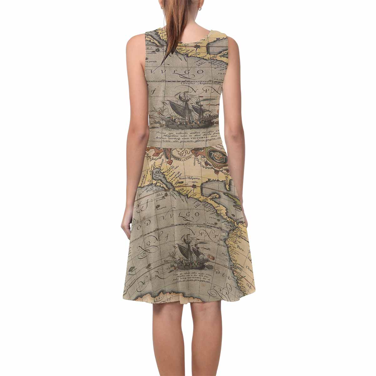 Antique Map casual summer dress, MODEL 09534, design 41