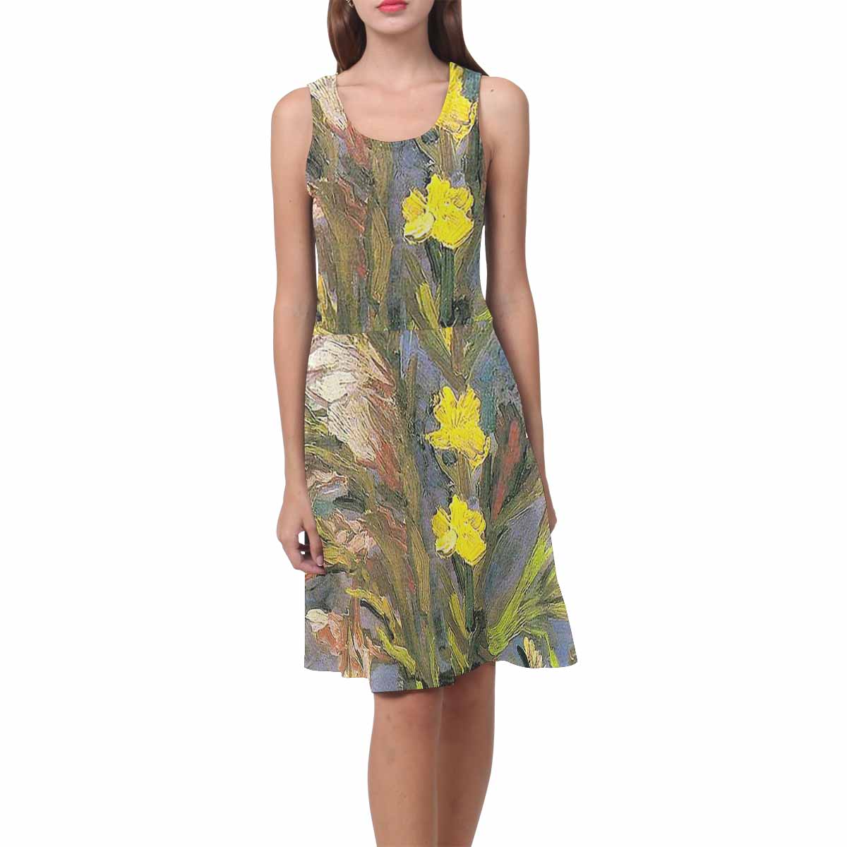 Vintage floral short summer flare dress,  XS to 3XL plus size, model D09534 Design 59