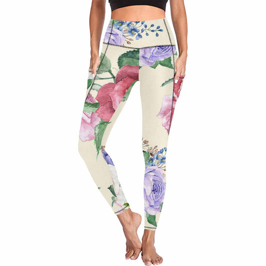Floral 2, active wear leggings, outside surge, design 60