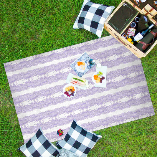 Victorian lace print waterproof picnic mat, 81 x 55in, design 07
