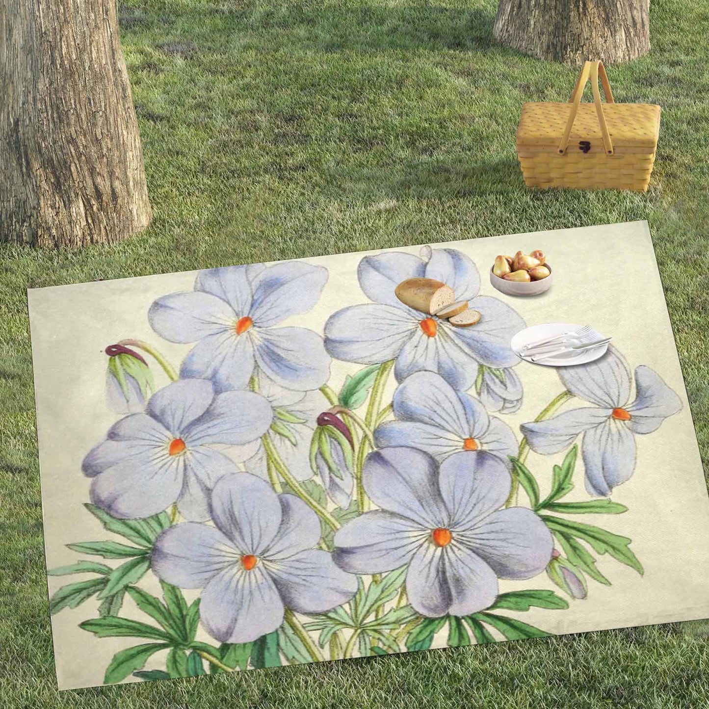 Vintage Floral waterproof picnic mat, 81 x 55in, Design 13