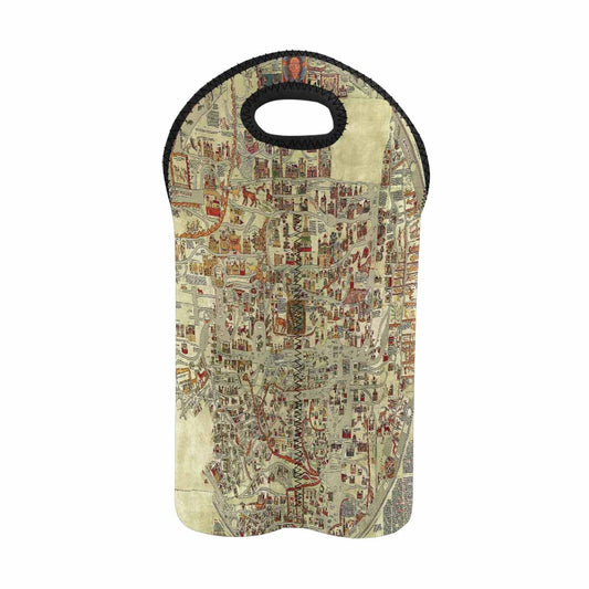 2 Bottle Antique map wine bag,Design 27