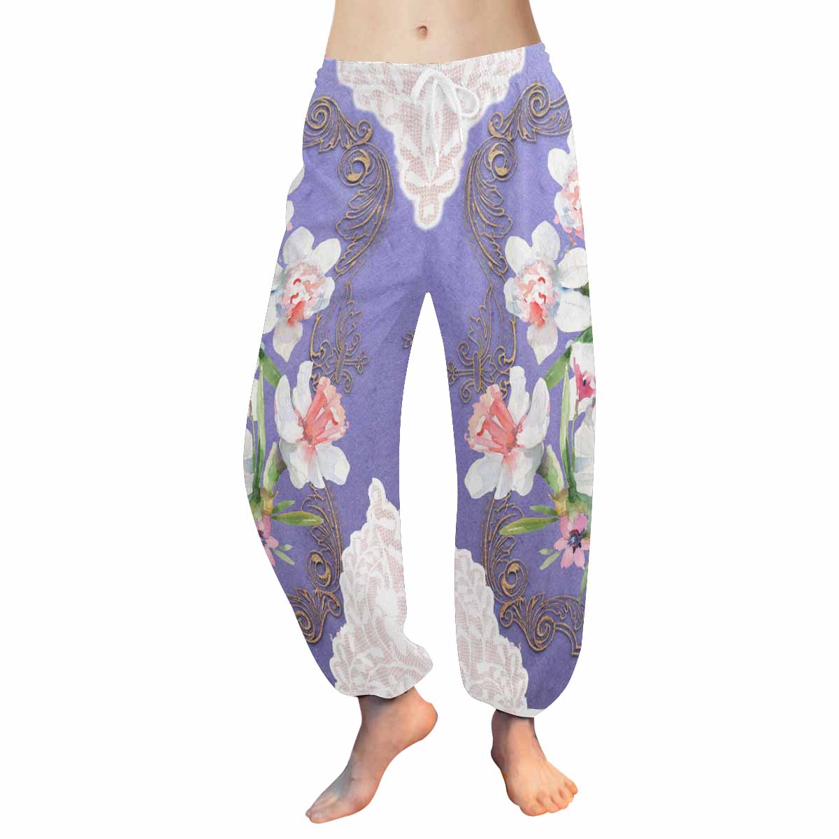 Victorian lace print Haram pants, loose comfy pants design 47