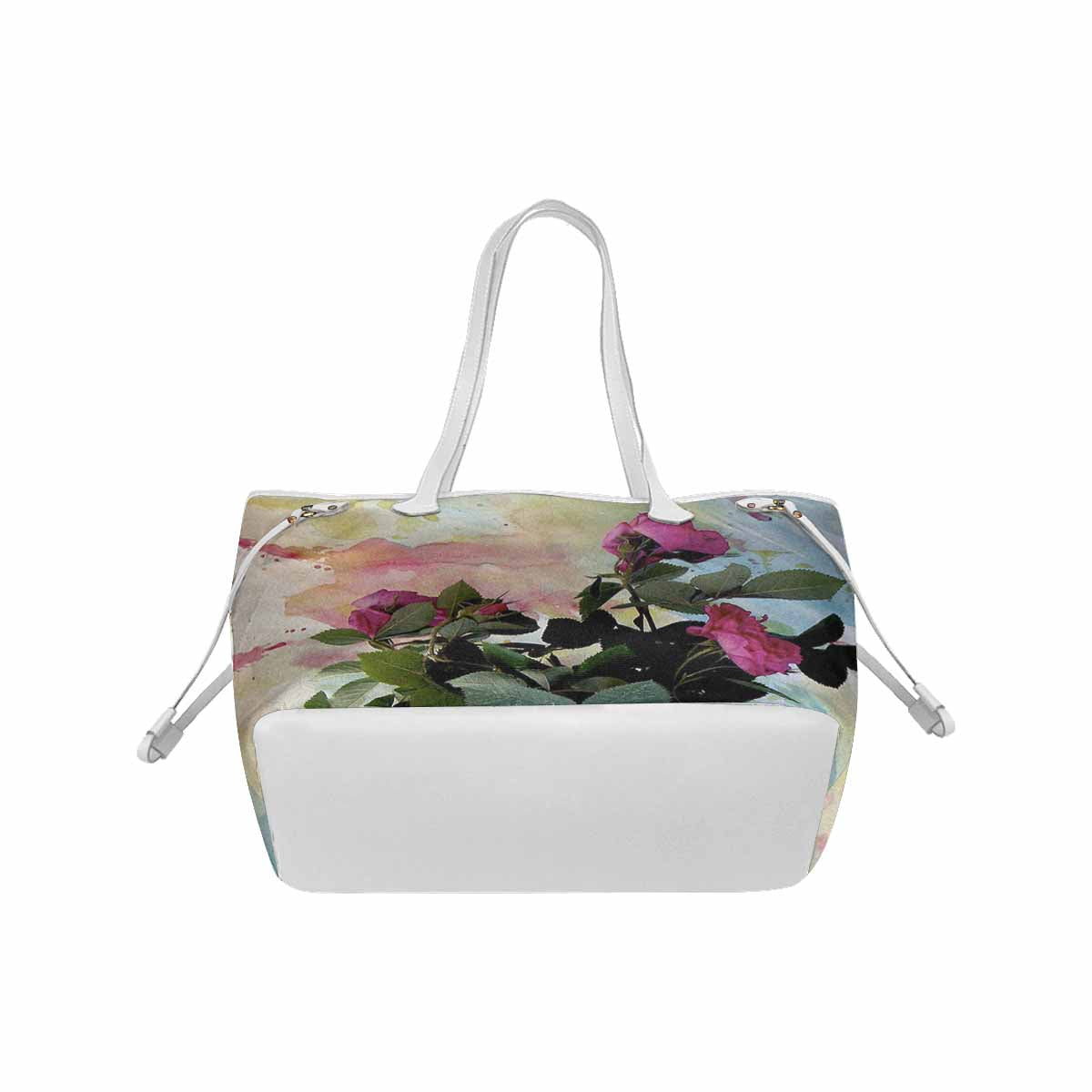 Vintage Floral Handbag, Classic Handbag, Mod 1695361 Design 21, WHITE TRIM