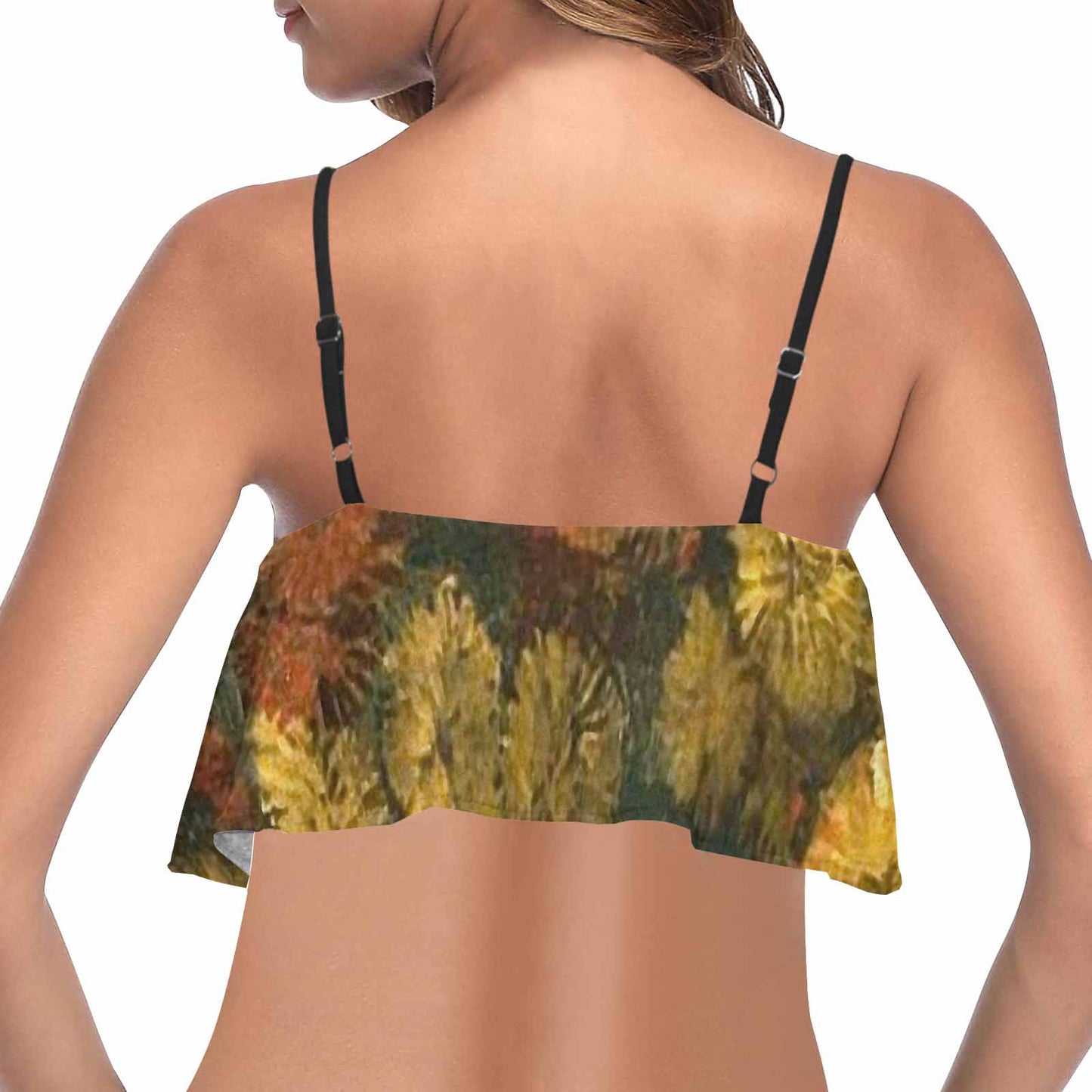 Vintage floral flounce bikini top, Design 28