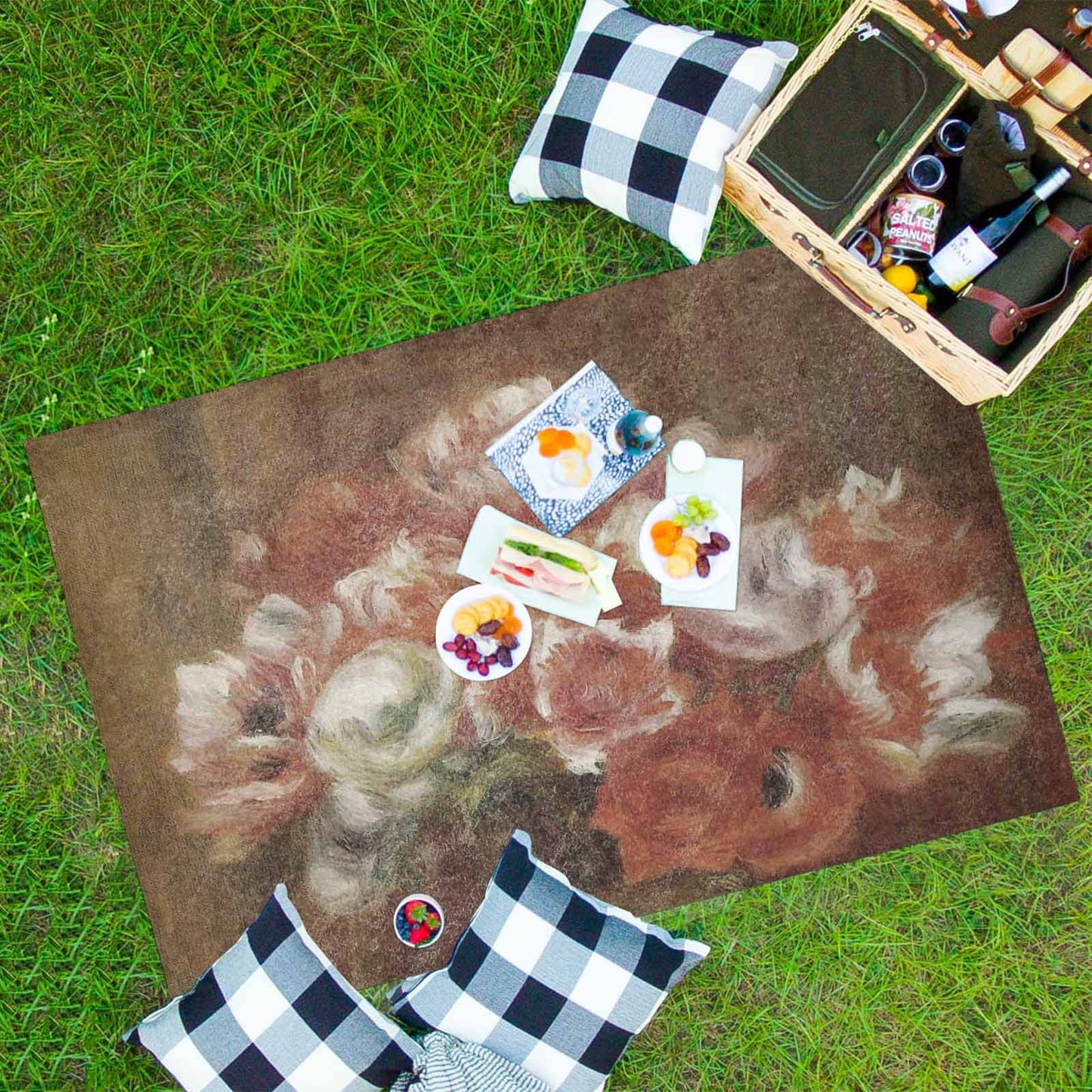 Vintage Floral waterproof picnic mat, 81 x 55in, Design 15