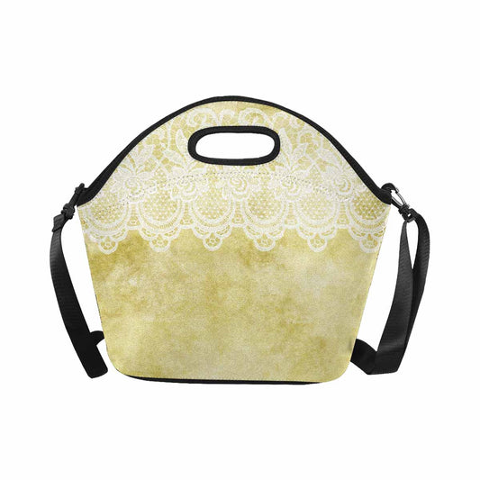 Victorian lace print insulated lunch bag, design 44